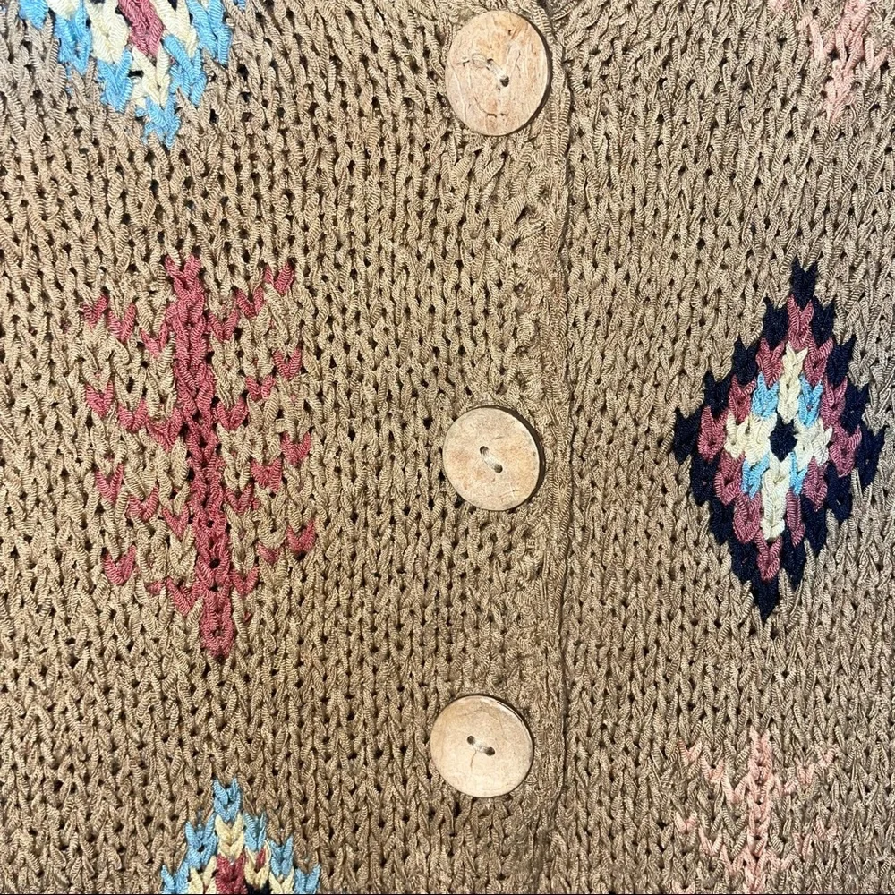 Portraits by NORTHERN ISLES Vintage Navajo Aztec Knit Button Sweater Vest M - Picture 6 of 10